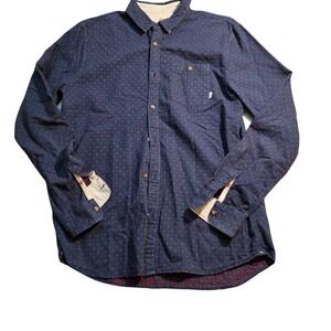 Vans Men Blue Button‎ Down Collar Neck Long Sleeve Pocket Shirt Top Size XL